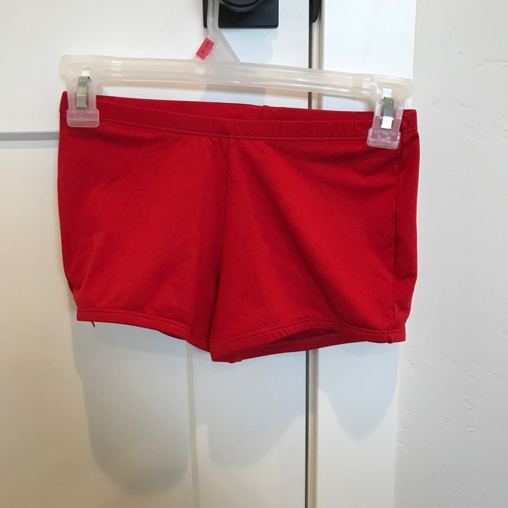 red workout shorts